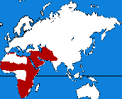 Carte de répartition du caracal